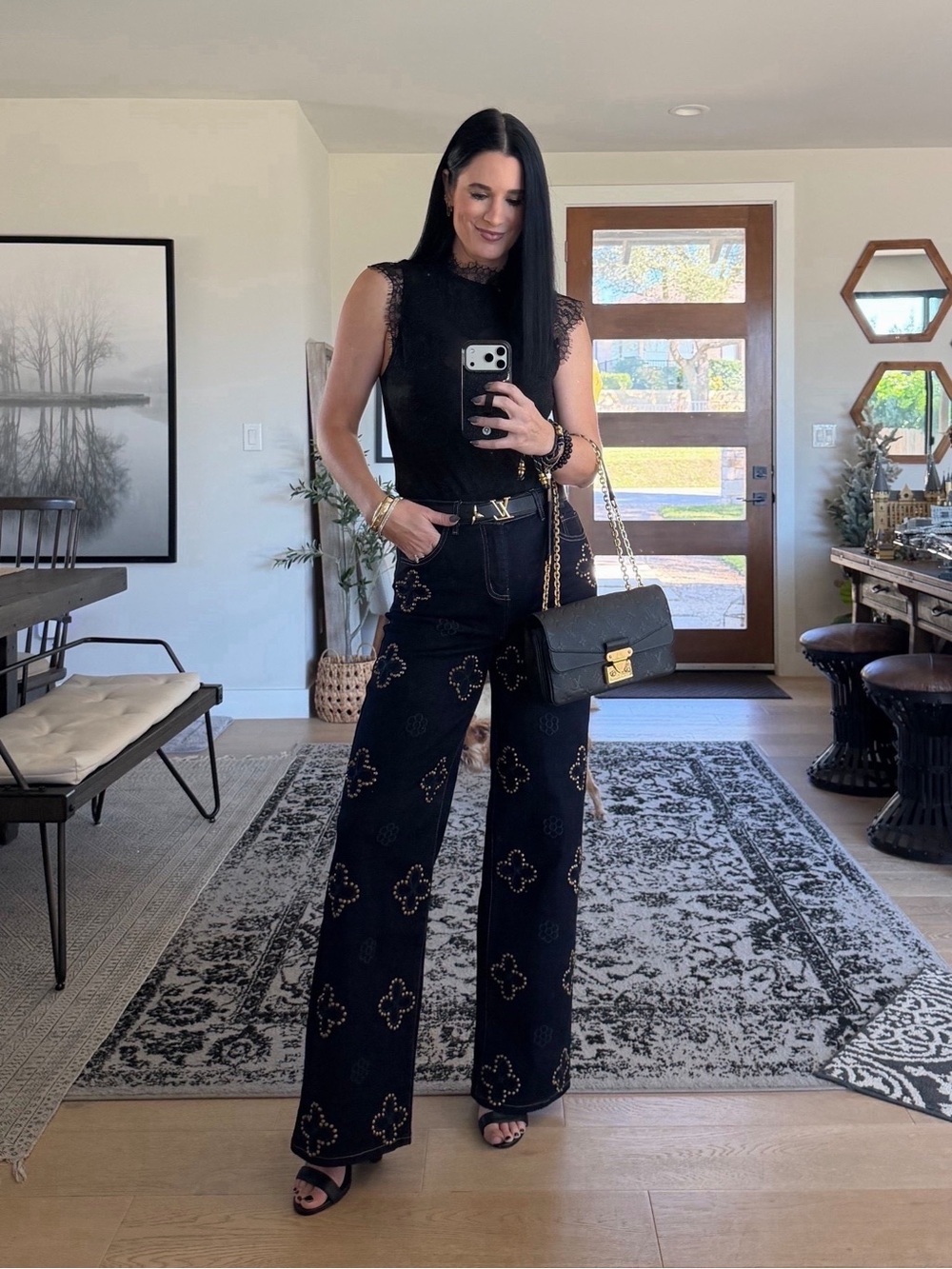 The Noli Shop Kaia Studded High Rise Jean - Indigo